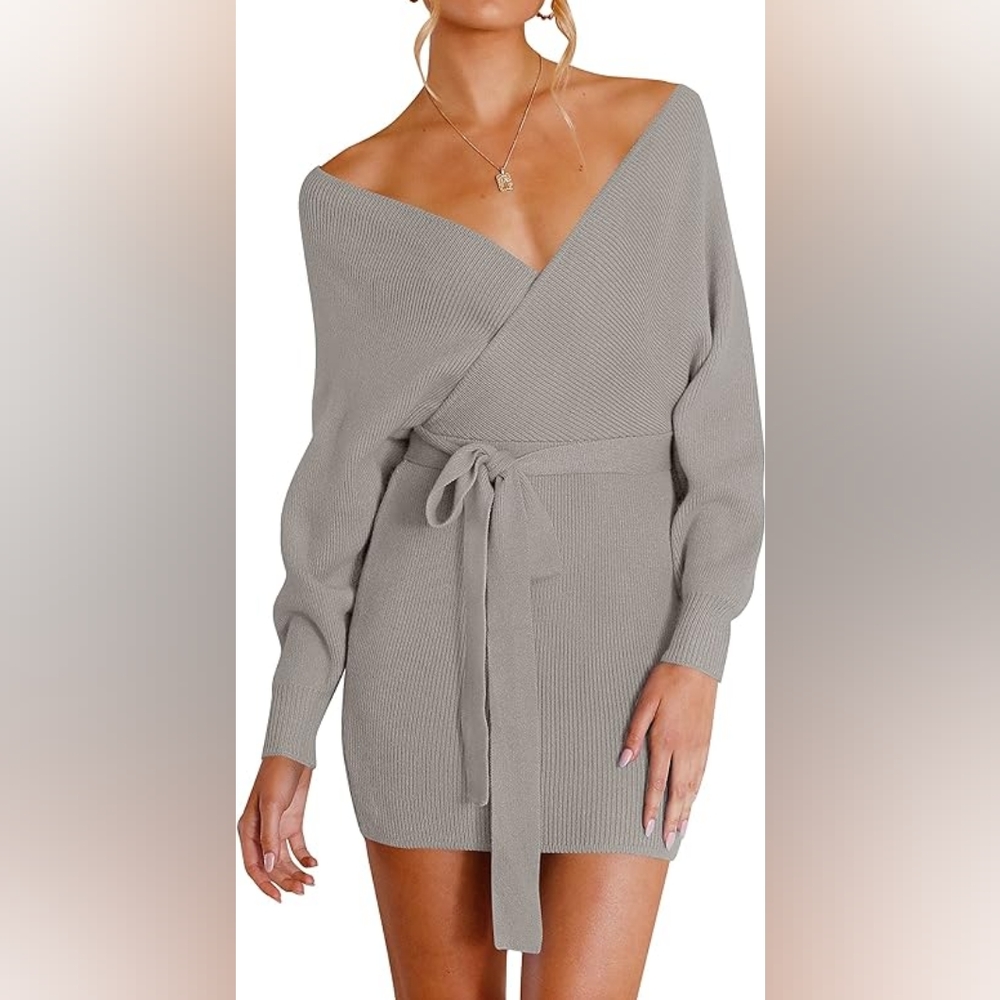 Sexy Wrap Knit Sweater Dress